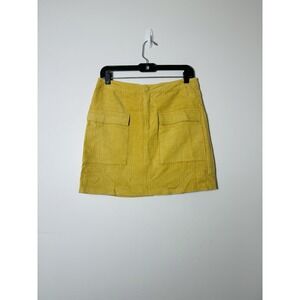 NEW! THML Corduroy Mini Skirt‎ Sz M Mustard Cotton Blend Boho